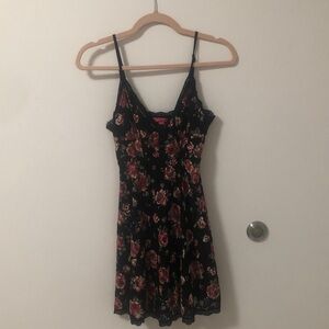 Betsey Johnson Urban Out Vintage Black Dress with Red and Pink Floral Design